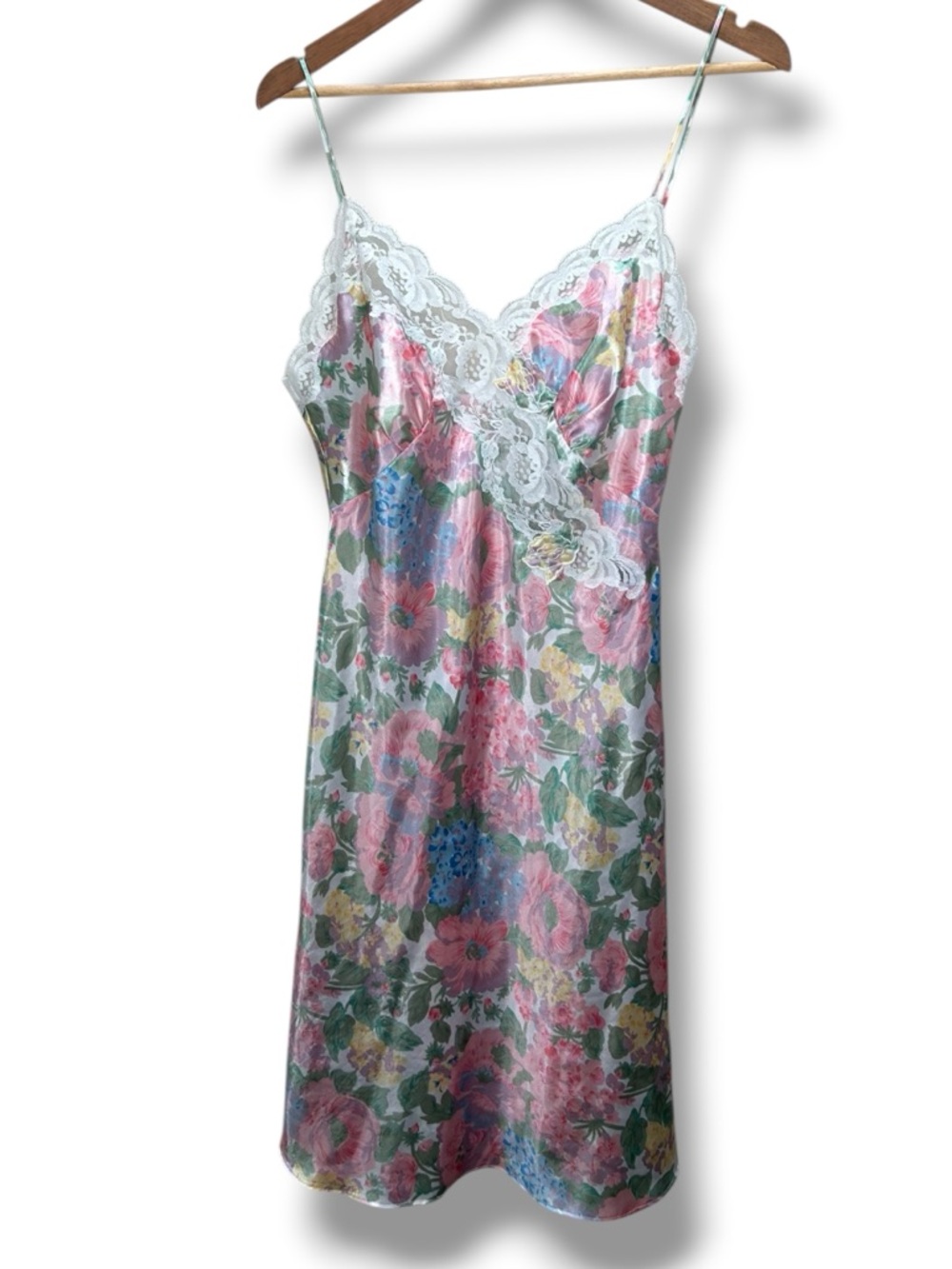 Vintage 90s Victoria’s Secret Floral Lace Satin Slip Dress Size Medium